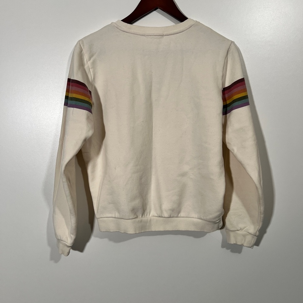 Marine Layer Anytime Sweatshirt Cream with Rainbow Stripes Size Small - Picture 5 of 6